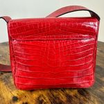 Salvatore Ferragamo Crossbody Bag Red Leather Croc Embossed Shoulder Purse Photo 1