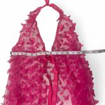 3D butterfly mesh gown Pink Sheer Halter Dress Size L Photo 3