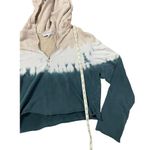 Wildfox tan, white, teal cropped hoodie M Photo 3