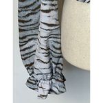 Vintage Havana Blue and Black Animal Print Ruffle Cropped Peplum Blouse XS Photo 5