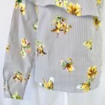 Lumière New  Floral Striped One Shoulder Long Sleeve Shirt Grey Multi Photo 10