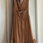 Halter Neck Ruffle Dress Brown Size XS Photo 1