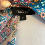 Tolani  Silk Printed Bell Sleeve Tunic Dress Photo 5