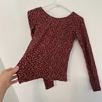 Hollister Cinch Front V-Neck Top Burgundy Maroon Red Pink Floral Y2K Long Sleeve Photo 13