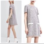 ZARA Tweed Rainbow Frill Dress with Pearl Detail Photo 1
