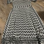 Tory Burch  Paulina Open Knit Fringe Black White Dress Size small Photo 8
