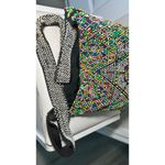 Vintage Boho Beaded Shoulder Bag Multi Color Flower 70's Fringe Festival Bag Black Photo 7