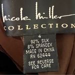 Nicole Miller  Strapless Silk Blend Brown Gold Dress Cocktail Dress 4 Party Prom Photo 2