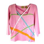 Prima Bella Sweater Pink Women's Size L Square neck 3/4 sleeve Preppy Size L Photo 0
