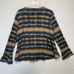 Hannah Striped Bell Sleeve Top Womens XL blue brown tan green stripes boho 70s Photo 2