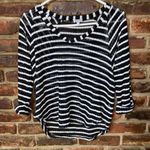 Splendid Black & White Loose Open Knit 3/4 Sleeve High Low Top Women's Size XS Photo 0