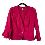 Venus Women's Berry Pink Casual Blazer Top With Ruffle Sleeves Photo 0