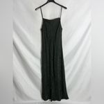 ZARA NWT dark hunter green satin embroidered floral print satin maxi slip dress Photo 3