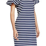 Ralph Lauren Lauren  on/off shoulder cotton blue/cream striped‎ dress. XL. NWT Photo 0