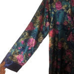 Vintage 90s floral button down satin pajama shirt night gown feminine nightie Blue Size M Photo 1