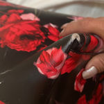 Victoria's Secret  Black Tote with Red Floral Design Photo 7