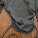 Love j NWOT grey ribbed long sleeve cropped open back tie top Photo 4