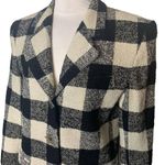 The Limited VINTAGE  wool blend structured shoulder buffalo plaid blazer sz M Photo 1