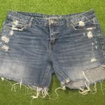 American Eagle ‎ Y2K Women’s Size 10 Baggy Distressed Blue Denim Shorts Photo 0