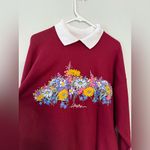 Hanes VTG Grandma Sweatshirt Alaska Collar Red Pink Blue Hippie Boho Floral Size XL Photo 3