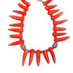 Real Spiked Coral Necklace Sterling Silver Beads Indian Jewelry Fashion Red Photo 1