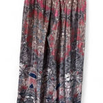 Karyn Seo Silk Blend Paisley Boho Flowy Wide Leg Pants Size XL Red Photo 0