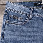 Karl Lagerfeld  High Rise Above Ankle Straight Leg Jeans with Black Side Script Photo 8