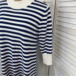 Haley and the Hound Striped Sweater Dress Crew Neck Knit Shift Blue White Medium Photo 5