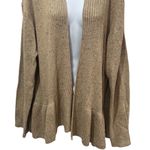 easel NEW  Tan Multicolor Micro Dot Ruffle Cardigan Holiday Wool Blend Cozy L Photo 3