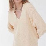 Urban Outfitters Victoria Cream Oversized Knit Long Sleeve V Neck Sweater Size M Photo 0