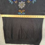 Western Connection Vintage Sweater Floral Beaded Women's Large Crew Neck 90's Black Photo 3