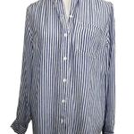 Beach Lunch Lounge Blue & White Striped Shirt Blouse S/P Photo 3