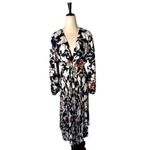 Delfi Collective Dress Women Medium Black Claudine Printed Stretch Crepe Midi Photo 1