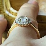 Natural Rainbow Moonstone Sterling Silver Halo Ring Size 6 Gold Photo 1