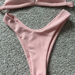 Pink Ribbed Bikini Set Photo 2