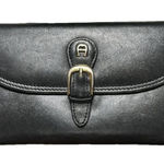 Etienne Aigner  Black Leather Wallet Clutch Buckle Snap‎ Closure Photo 0