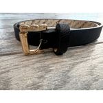 Betsey Johnson Faux Leather Belt Brass Adjustable Medium Womens Black Gold 90s Photo 2