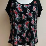 Just Be  Black Floral Short Sleeve Top Photo 0