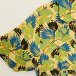 Flax Green Tropical Palm Print Full Length Dress Button Up Pockets Collar Rayon Photo 7