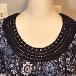 Lucky Brand  cotton blend‎ boho print crochet neck top size XS BIN F Photo 3