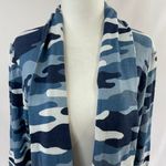 Gibson New Camo Print Fleece Open Front Cardigan Sweater Blue Multi Photo 3