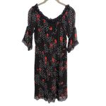 The Kooples  Popi Pop Floral Chiffon Lace Trim Off Shoulder Dress Size 3 Large Photo 4