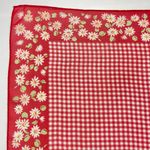 Laura Ashley Scarf Chiffon Square Gingham Checked Daisy Floral Red White 20"x19" Photo 2