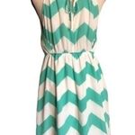 Alya Chevron Print Green White Chiffon Dre… Photo 3