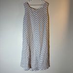 J. Jill Love Linen Chevron Stripe Sleeveless Dress Beige White Size XL Tan Photo 4