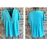 Soft Surroundings  Offshore Top  PM Petite Medium Aquamarine Hidden butto… Photo 1