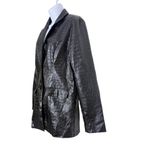 Princess Polly  Faux Croc Leather Blazer‎ Coat Women’s Size 4 Black Jacket Photo 3