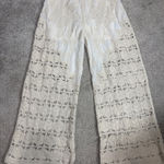 POL Crochet Boho Beachy Pull On Cream Floral Wide Leg Pants One Size Photo 0