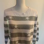 EUC Picadilly Canada White Silver Stripe Star Crew Neck Sweater Size M Multiple Size M Photo 2