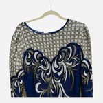 Alisha Vintage 80s Blue & White Beaded Silk Pageant Party Prom Dress sz XL Heavy Photo 1